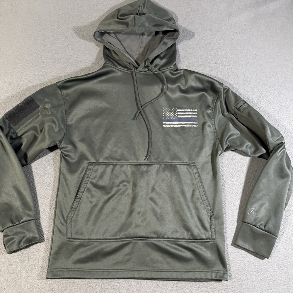 ROTHCO Tactical Hoodie Thin Blue Line Flag CONCEALED CARRY & Arm Pockets-Small
